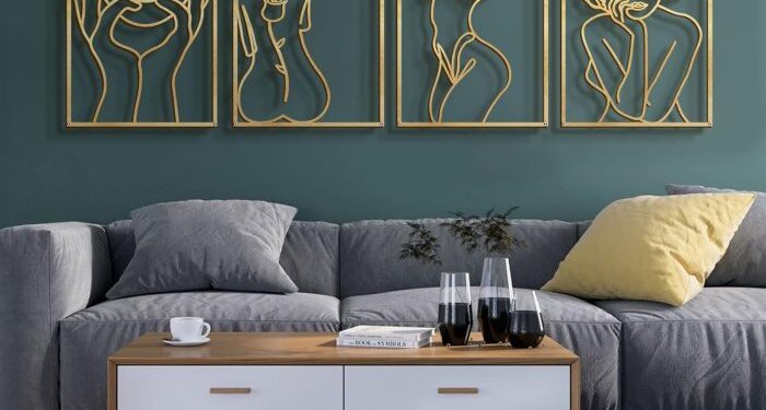 Glamativity 4 Pack Gold Wall Art Décor, Minimalist India | Ubuy